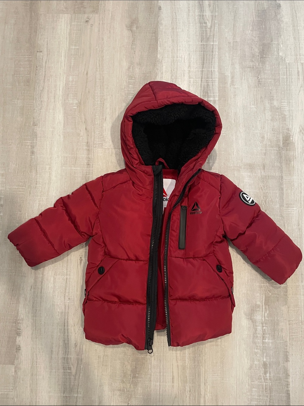 Reebok Kids Red Puffer Jacket with Hood